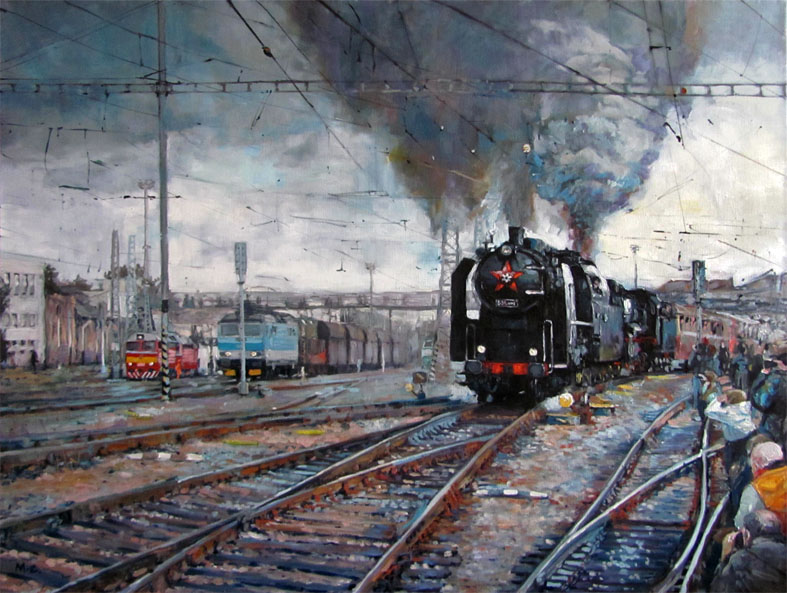 Oil Paintings, Arrival to Hradec Králové, Oil on Canvas, 90x60 cm, Author Marketa Cenkerova