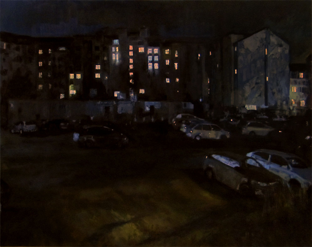 Oil Paintings, Night at Prague - Dejvice, Oil on Canvas, Author Marketa Cenkerova