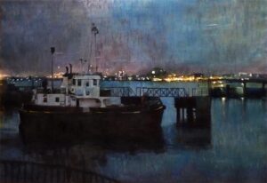 Oil Paintings, Penarth Marina, Oil on Canvas, 110x60 cm, Author Marketa Cenkerova